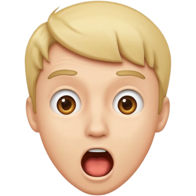 a surprised young man, mouth open, simple emoji style emoji