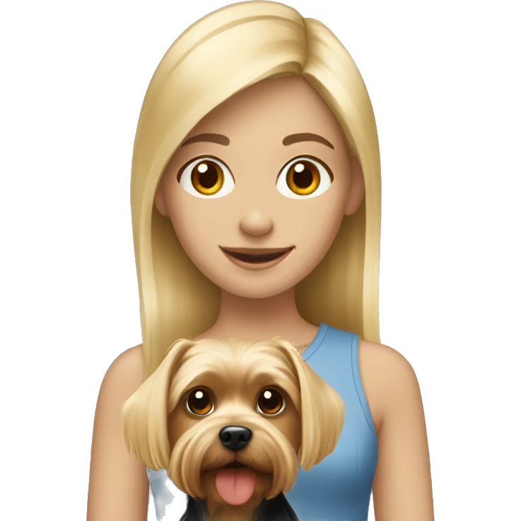 Blonde girl with Yorkshire Terrier emoji