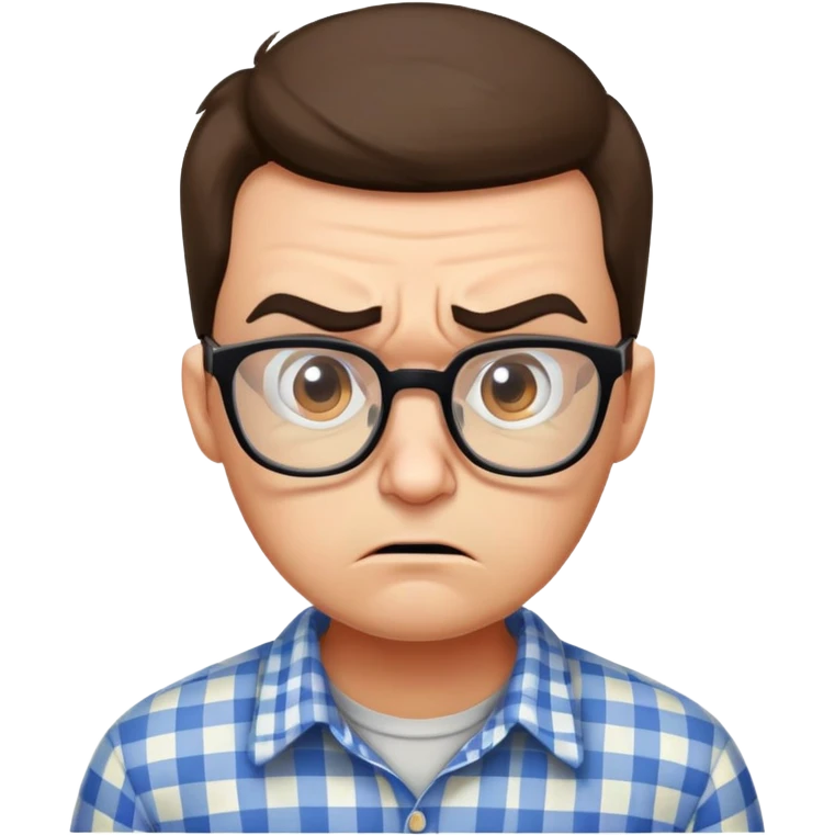 A rigid, tense person looking angry and slightly scared, wearing glasses and a checkered shirt emoji