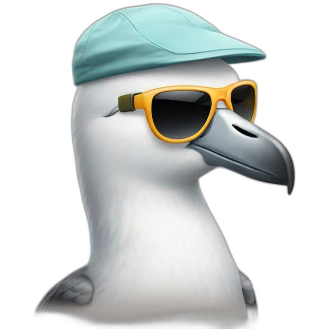 Albatross with sunglasses and a cap emoji