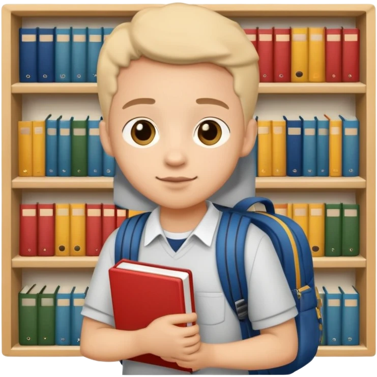 student attending school with backpack and books emoji