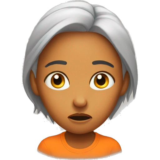 frustrated woman with hands on her head with an orange t-shirt emoji