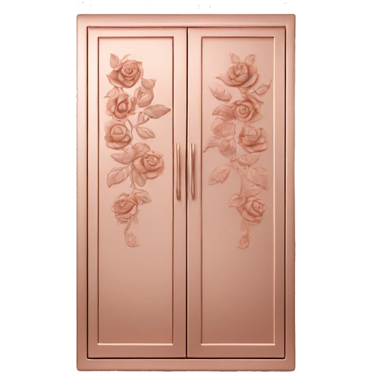 Realistic front facing rose gold hanging cabinets with flower pattern on them. emoji