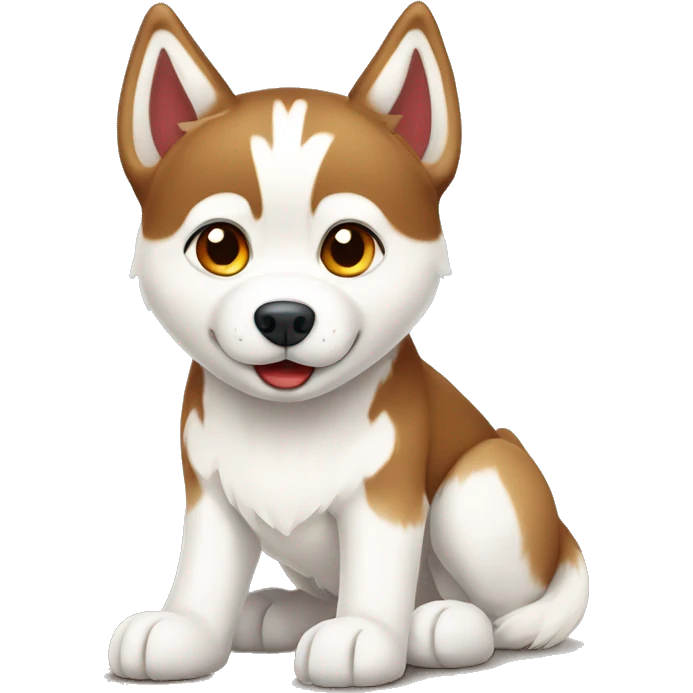 Red and white Siberian husky with only one back leg emoji