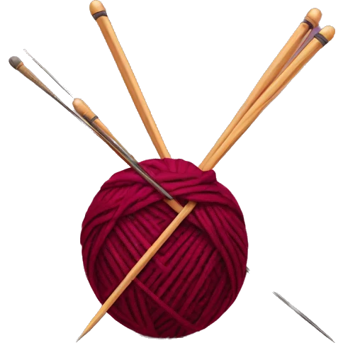 burgundy ball of thread with knitting needles emoji