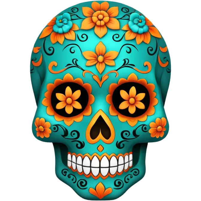 teal and orange sugar skull emoji