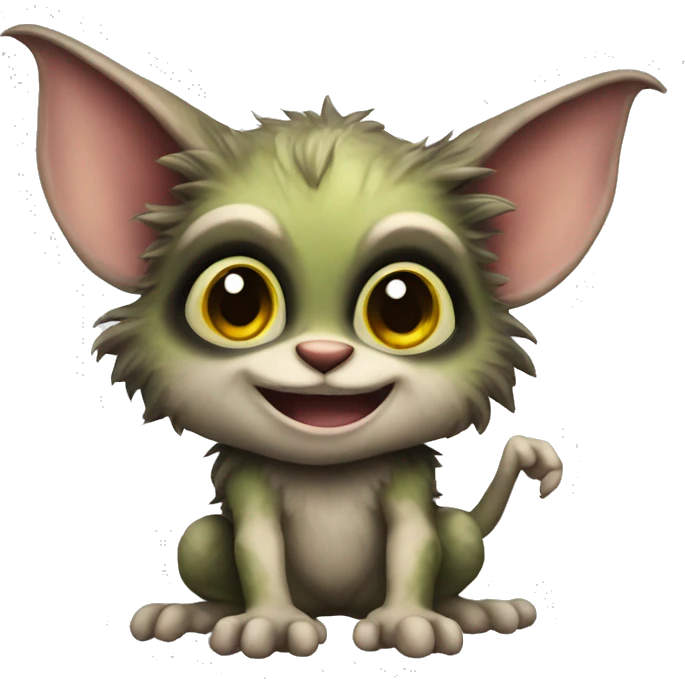 a cute furry gremlin waving hello emoji