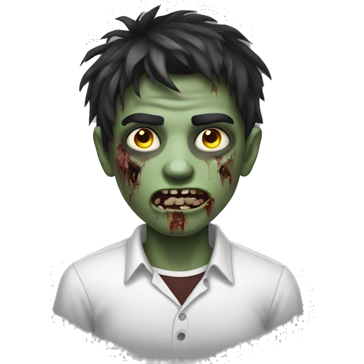 teen boy zombie with dark hair and white shirt emoji