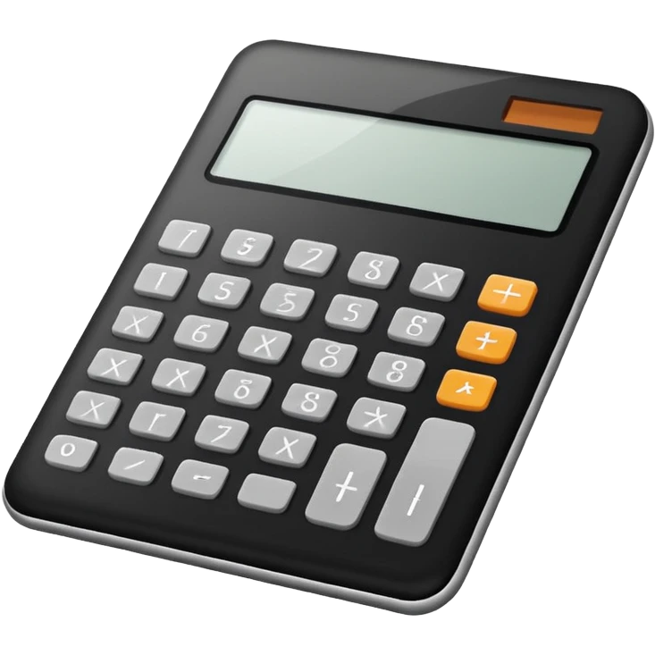 Minimalistic flat vector icon, iOS style, thin black contour on white background. Calculator and geometric shapes (triangle, circle). No text, no shadows. emoji