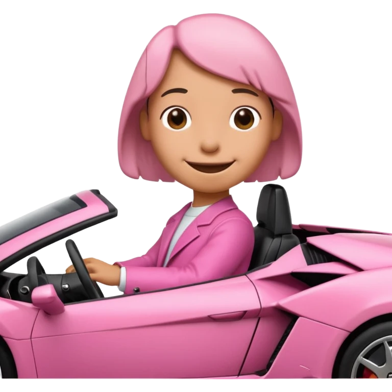 Snoopy in a Lamborghini, the Lamborghini is sideways and Snoopy isn't big, the Lamborghini is pink emoji