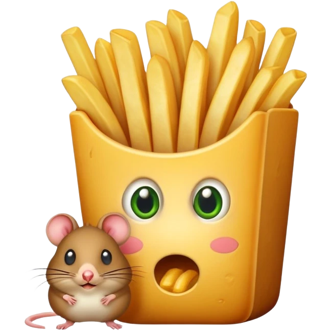 French fry that has eyes that is eating a mouse that is eating an andocanda emoji