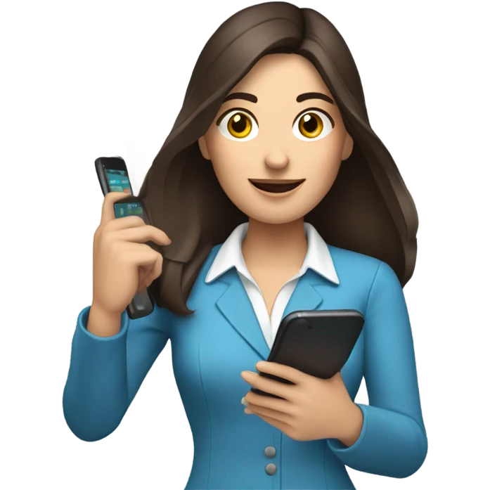 brunet woman smartphone showing charts emoji