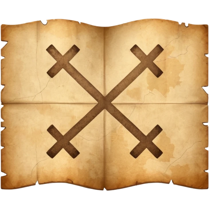 aged parchment map with X mark. emoji