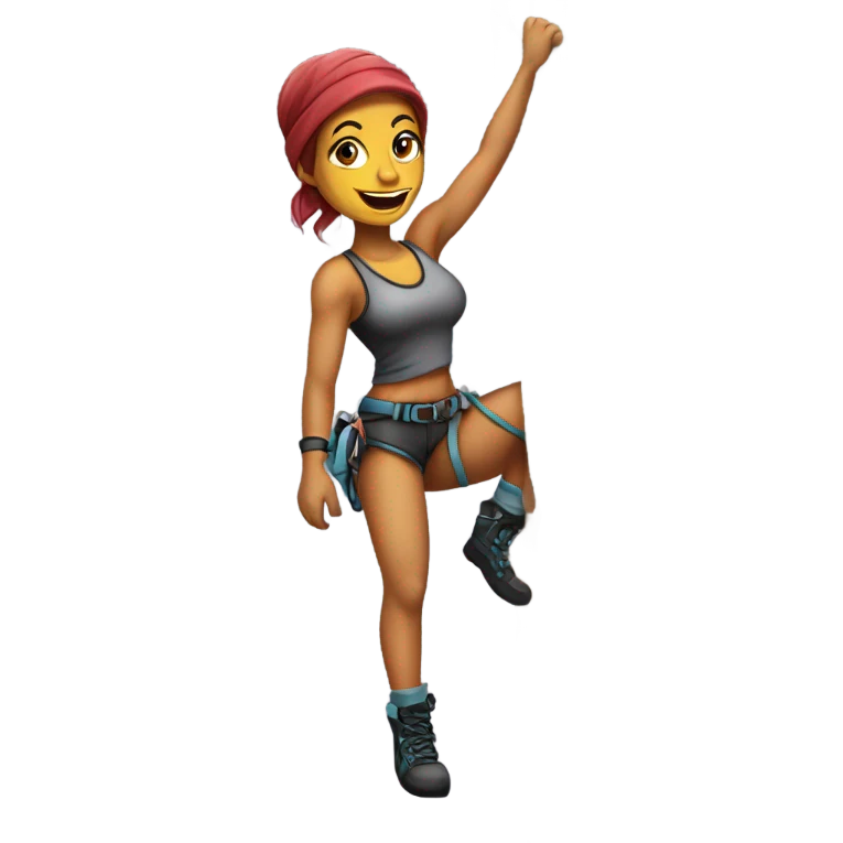 Beautiful tattooed woman rock climber emoji