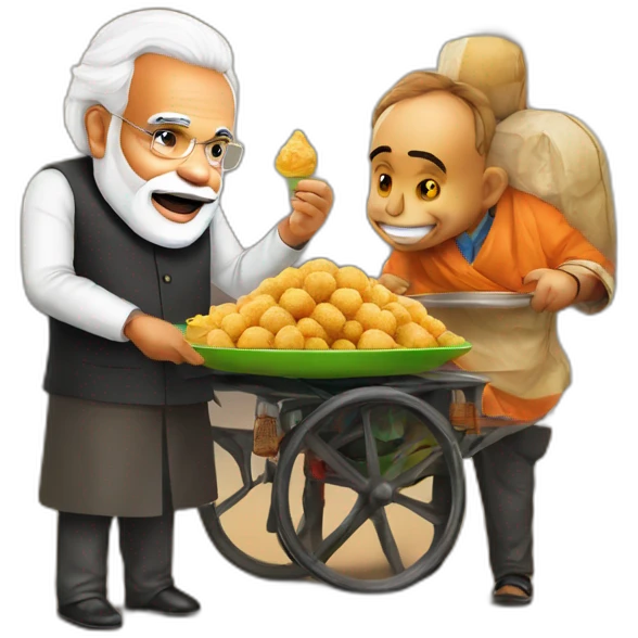 Modi ji with Pani Puri seller emoji