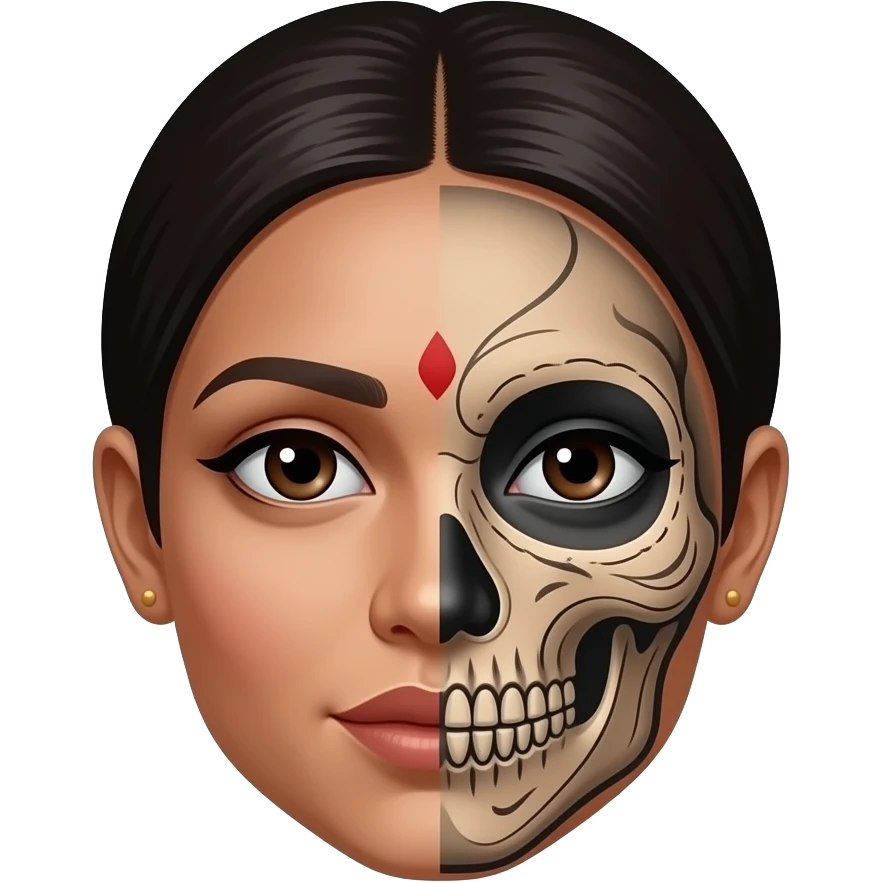 gypsy skull woman face half, indian, hindu emoji