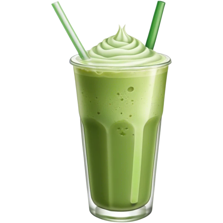 Iced matcha latte in a glass with straw emoji
