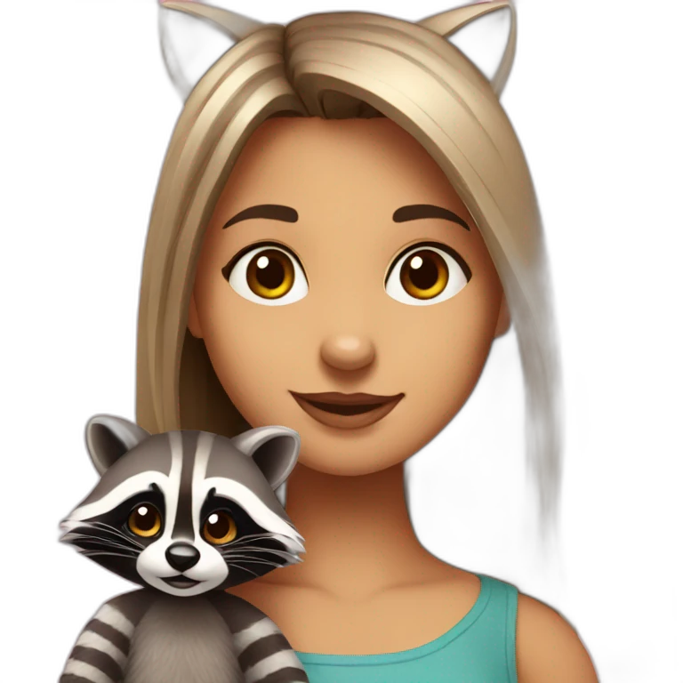 Racoon with girl racoon emoji