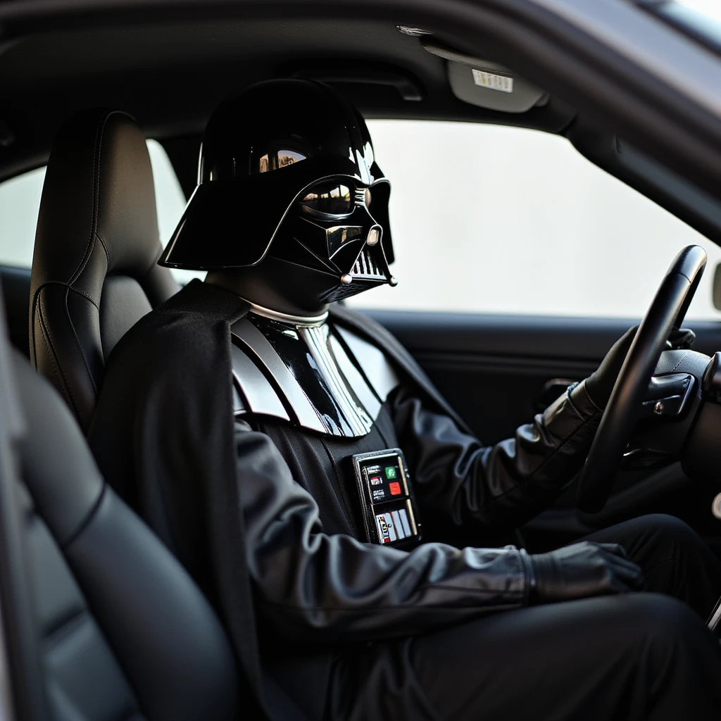Darth vader sitting in porsche 911 emoji