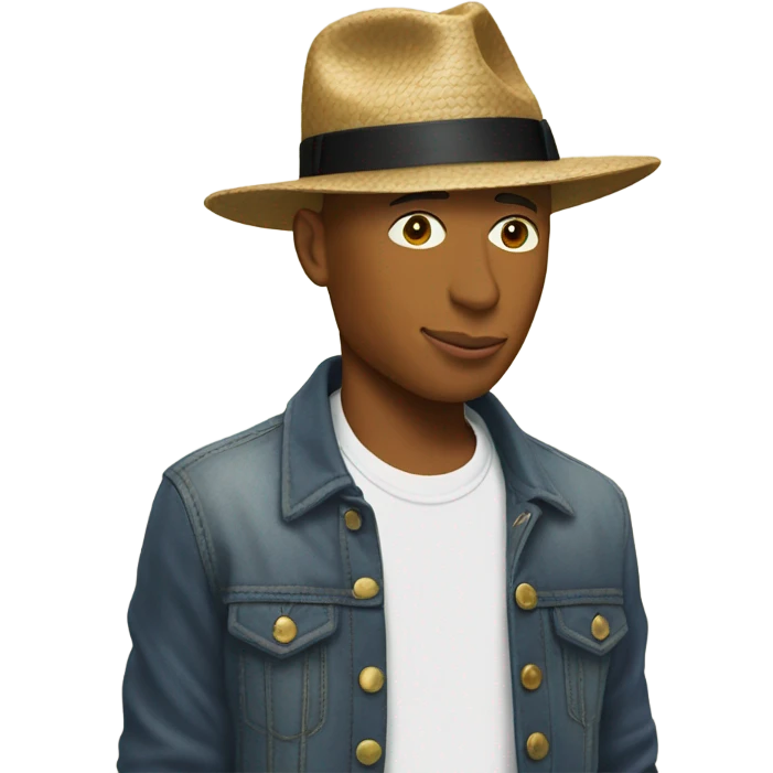Pharrell Williams with a hat on emoji