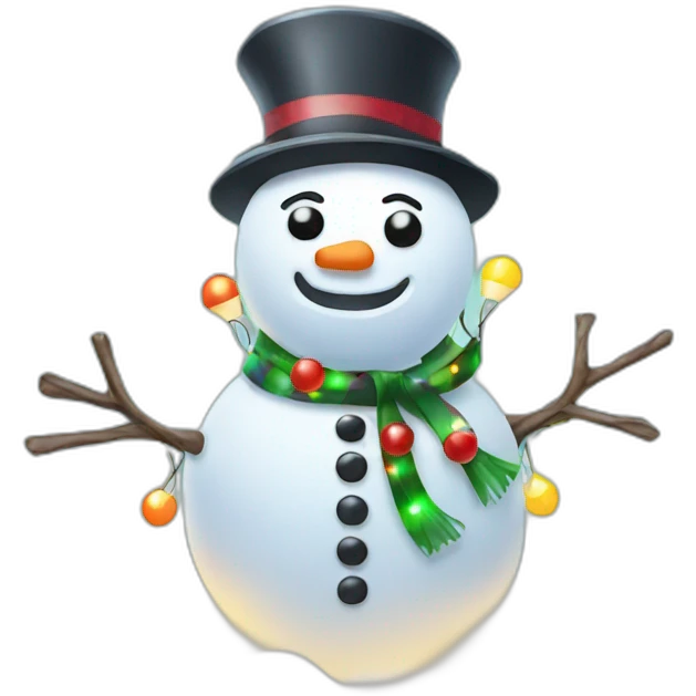Snowman with Christmas lights  emoji