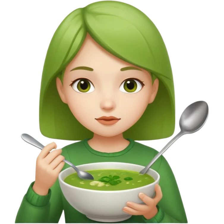 Je veux une fille qui mange une soupe verte emoji