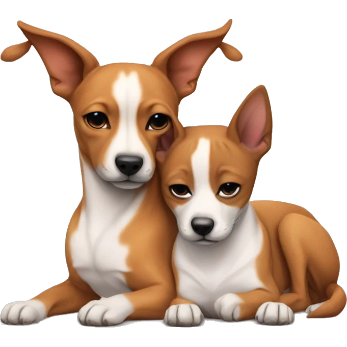 Sphinx and Basenji are sleeping in a hug emoji