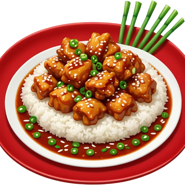 General Tso’s Chinese takeout with white rice emoji