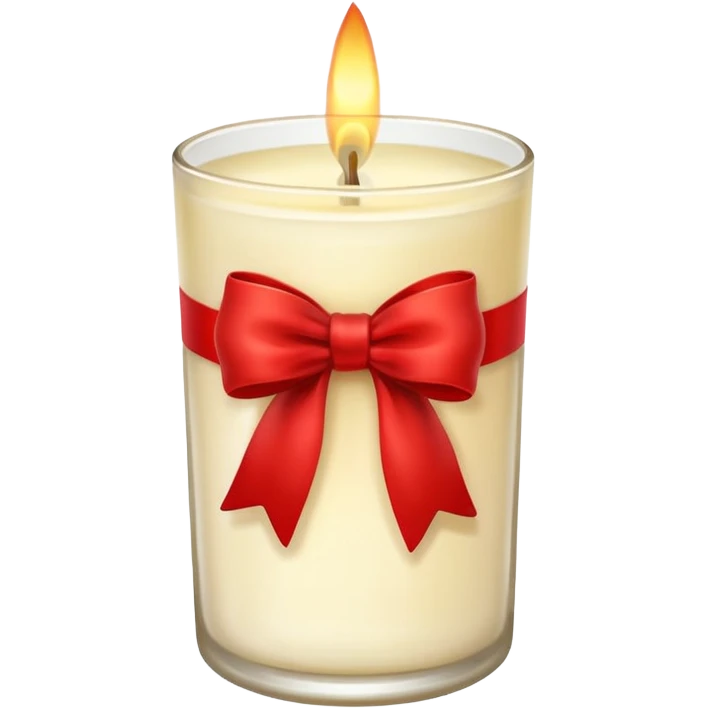 Soft vanilla long glass candle, with little red bow emoji