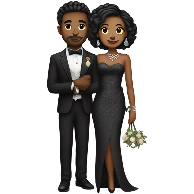 formal couple with accessories with tattoos emoji