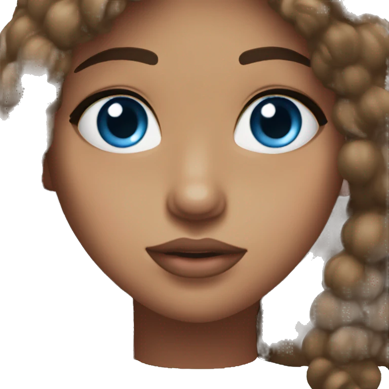A pretty girl with olive skin, long brown hair, neck choker, blue eyes, pink lips emoji