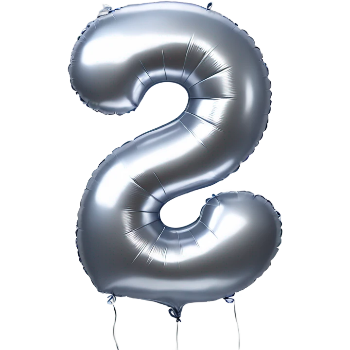 The number 3 as realistic silver balloons emoji