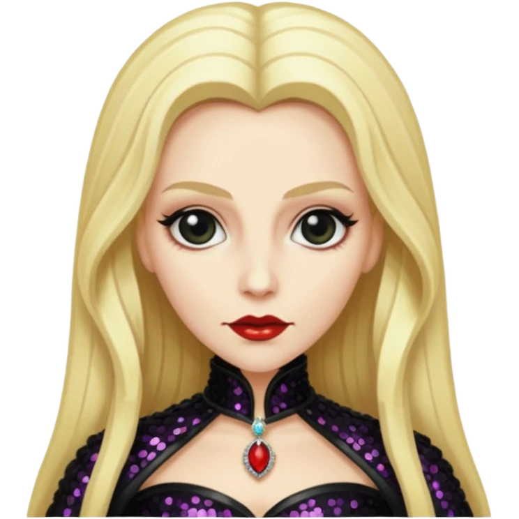 Countess Dracula with long blonde hair and black sequin outfit emoji