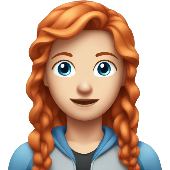Long-red-haired girl with fair skin and blue eyes in the gym emoji