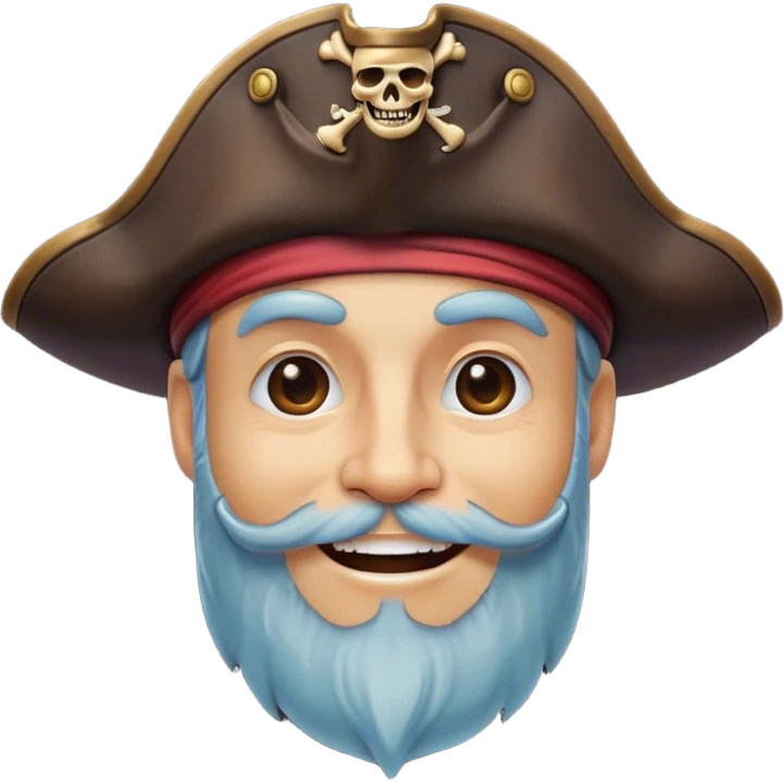 Clash of Clans aesthetic Cheerful Pirate Portrait Emoji, With a bright, confident smile and a relaxed yet adventurous posture, showcasing a stylized, rugged build with a classic pirate hat and a neatly groomed beard, his face in natural skin tone, Simplified yet expressive features, highly detailed, glowing with a soft, luminous maritime radiance, high shine, upbeat and daring, stylized with an air of classic swashbuckler allure, soft glowing outline, capturing the essence of a cheerful pirate ready to chart epic voyages! emoji