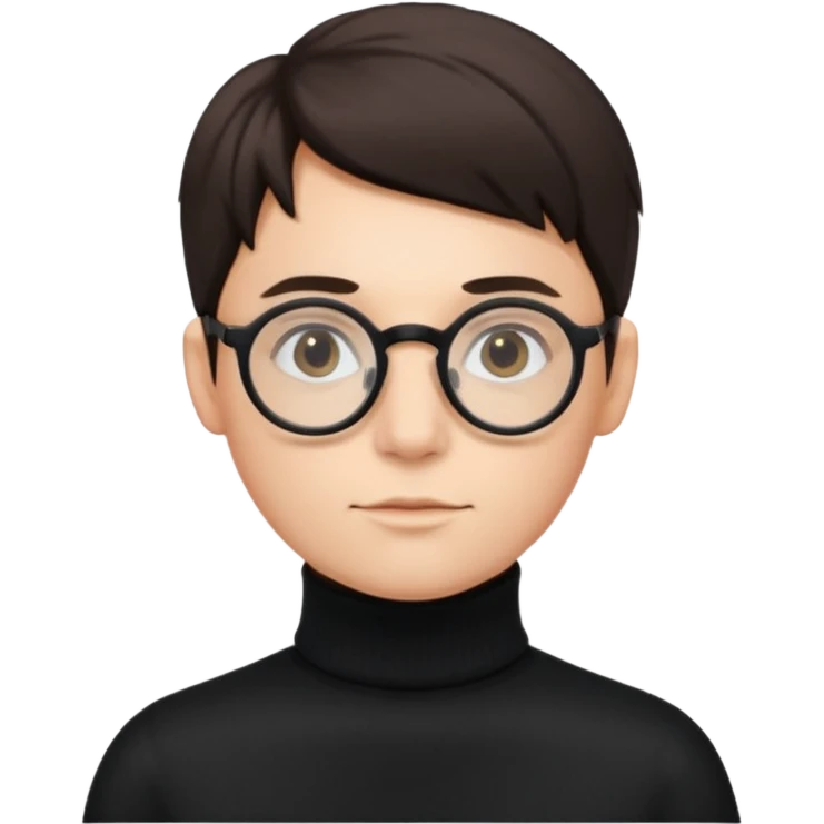 round glasses 검정 목폴라 emoji