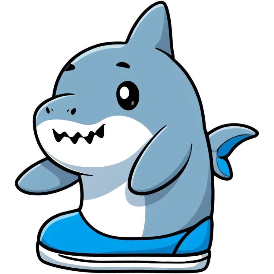 cute little shark wearing blue shoes emoji