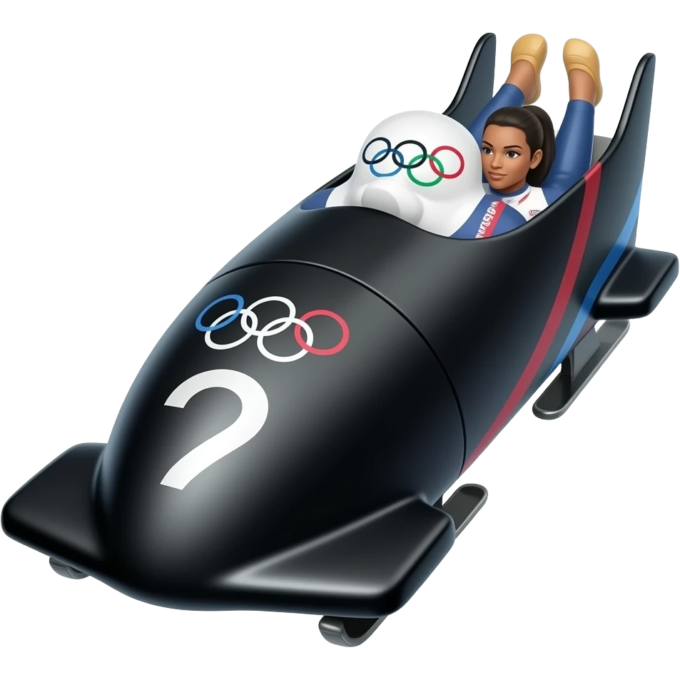 USA Olympic black Bobsled with female inside emoji