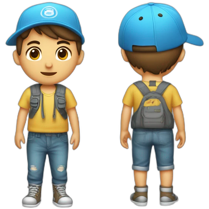 un niño con todo el cuerpo moreno y gorra boleta emoji
