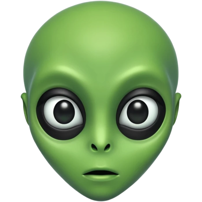 눈이 새까맣고 피부가 초록색이며 사람같지 않게 생긴 외계인 emoji