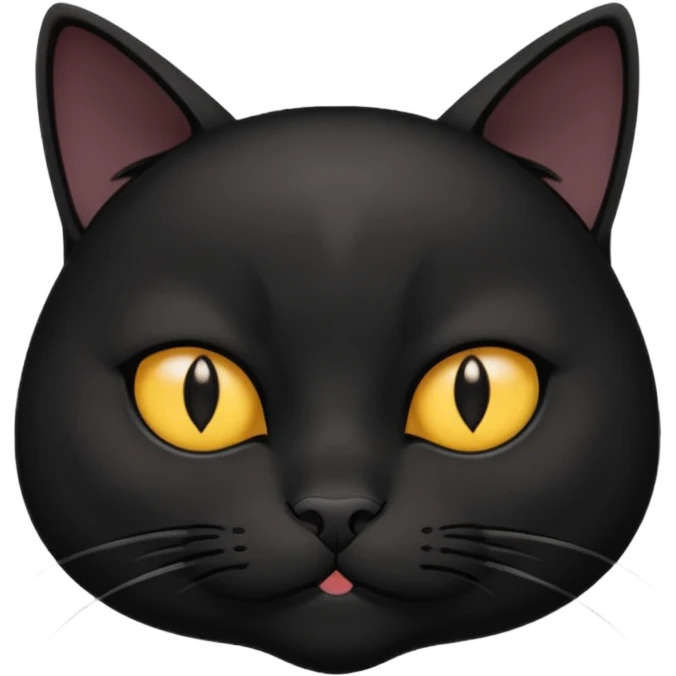 The face of a black cat with a hip frown (thin cheeks, not much hair) emoji