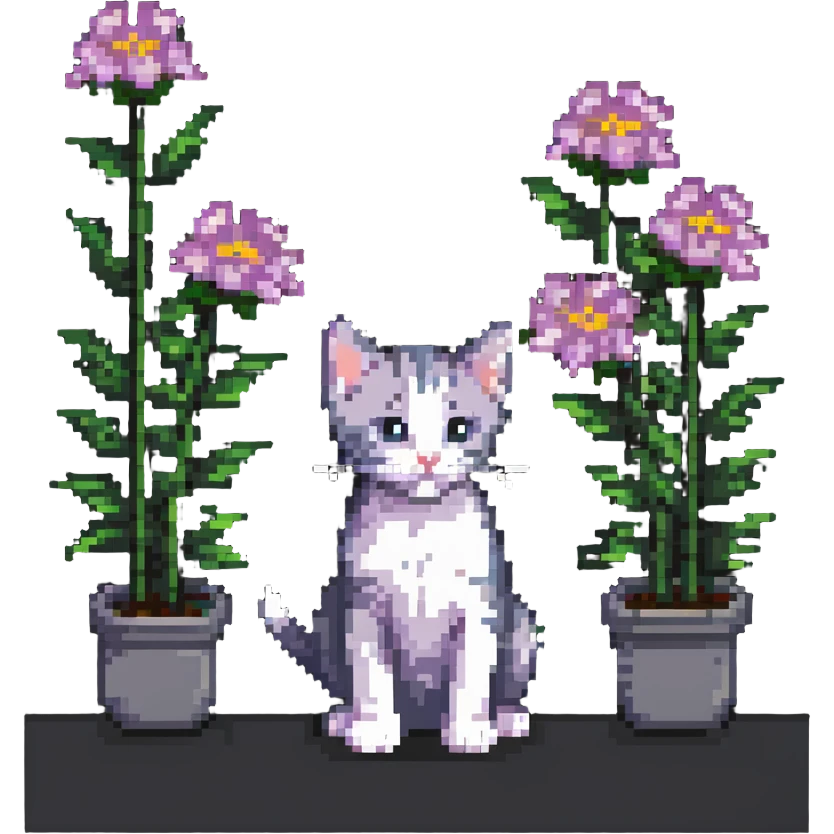 Kitten smells flowers emoji