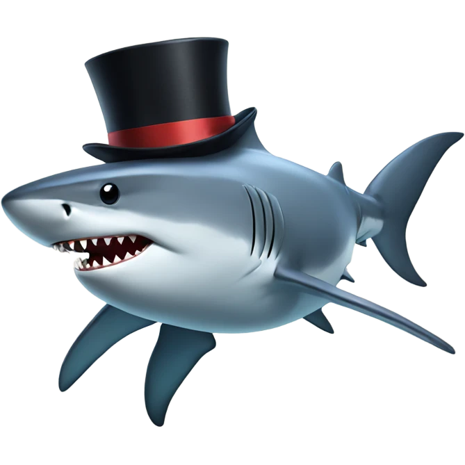 Shark with a top hat emoji