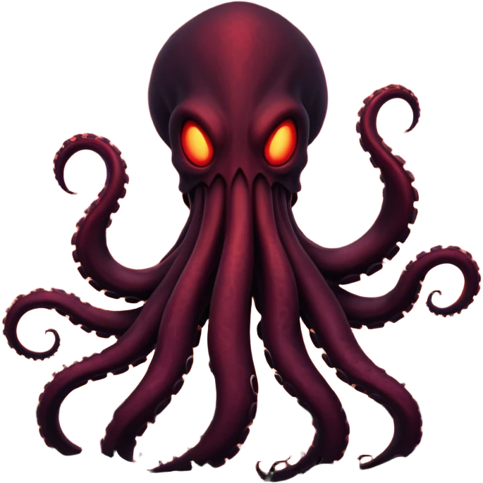 Dark tentacle monster silhouette on a dramatic red sky. emoji