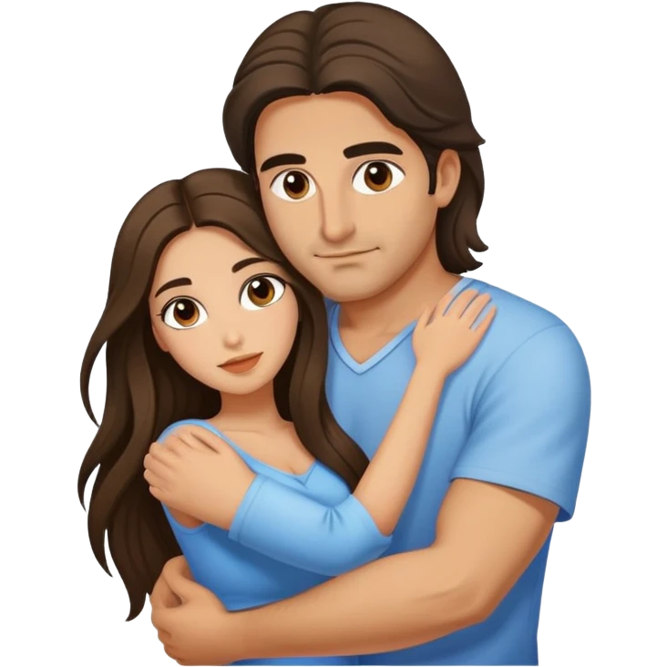 Greek man hugging a beautiful brunette woman emoji