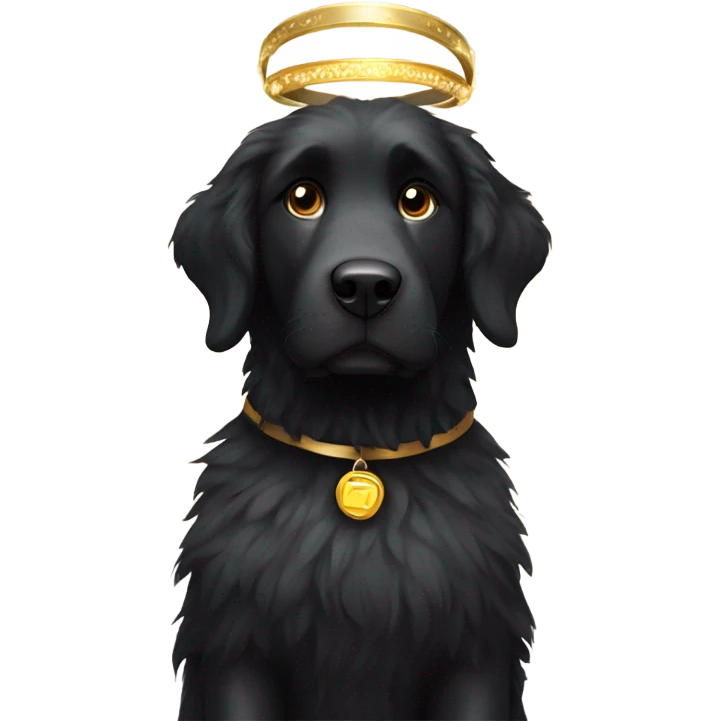 Big black furry dog with a halo emoji
