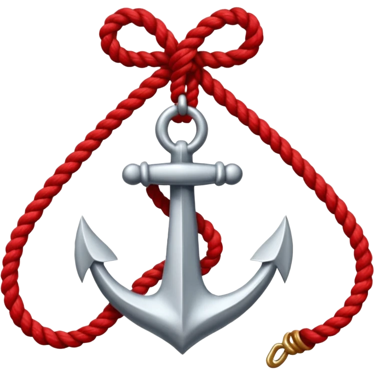 Je veux un emoji encre dans ce style là : ⚓ je veux qu’il représente sentimental par un noeud : 🪢 peut tu me faire l’ancre en argent en gardant la corde rouge  emoji