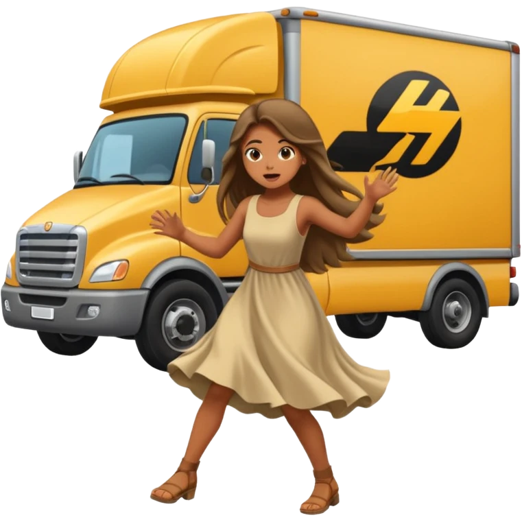 A truck hitting a girl and about to falling emoji