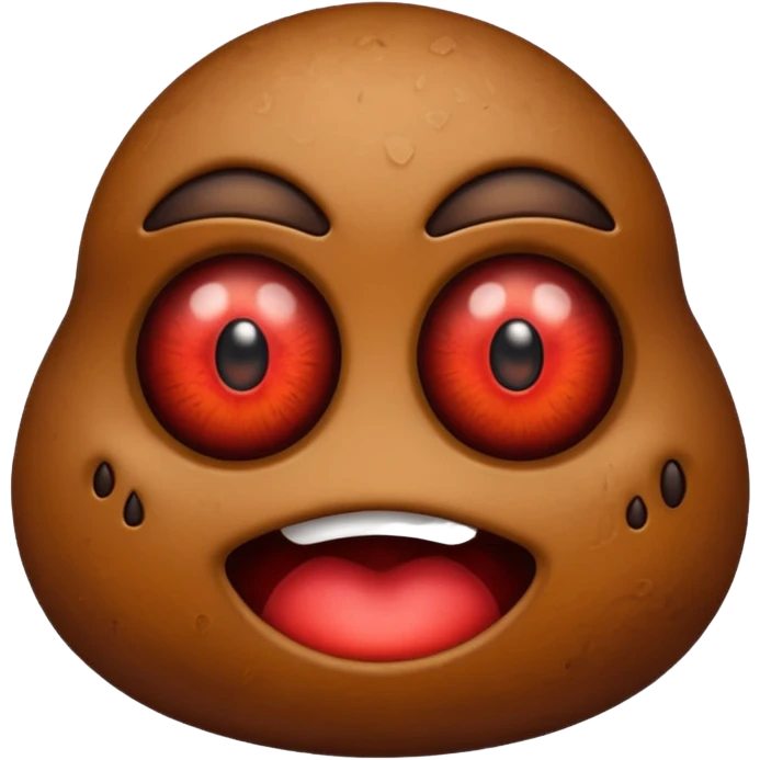 killer poop emoji with glowing red eyes emoji