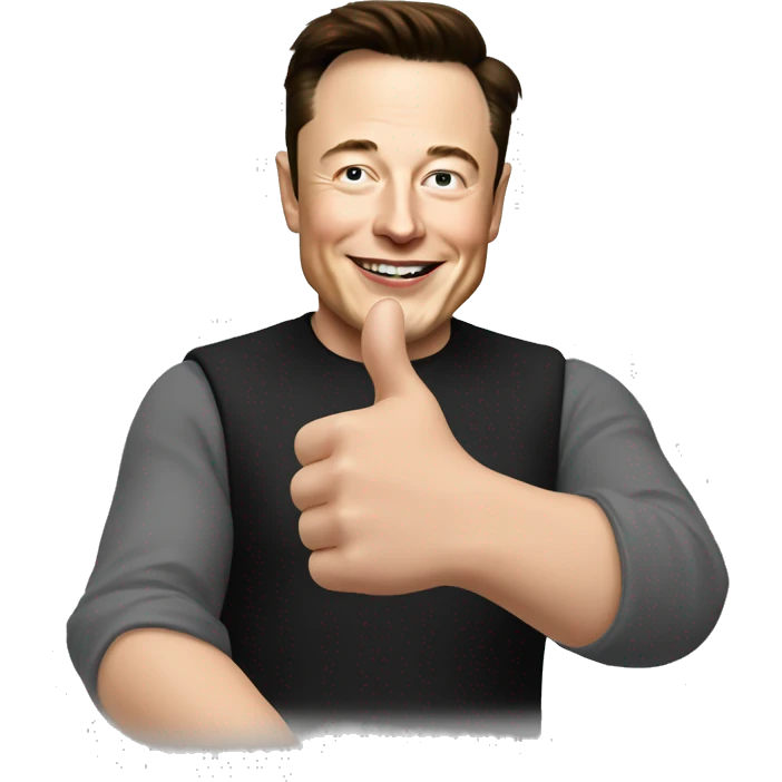 Elon Musk shows thumbs up emoji